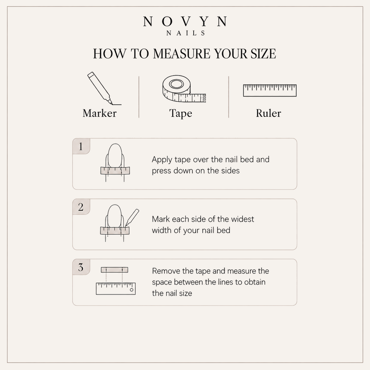 Novyn size guide v4 — how to measure your nails