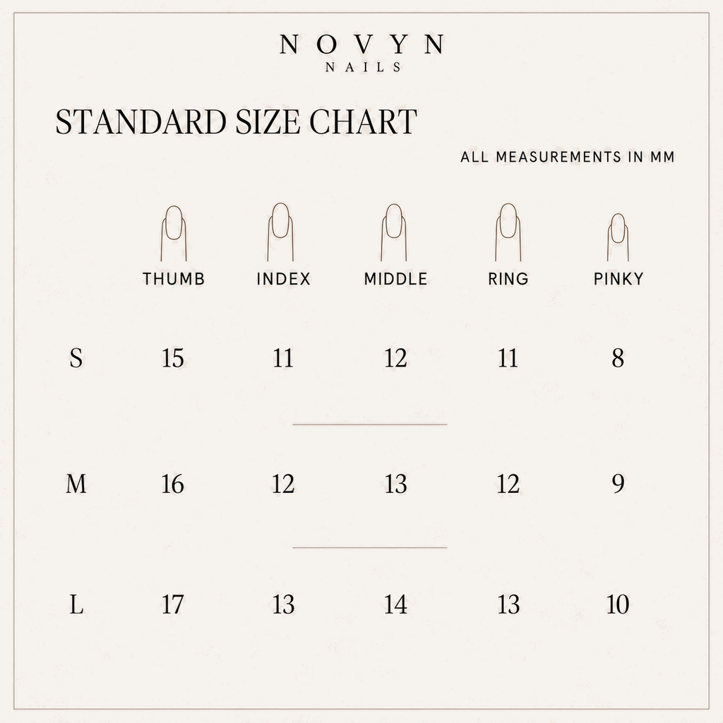 Novyn size guide v4 — standard size chart